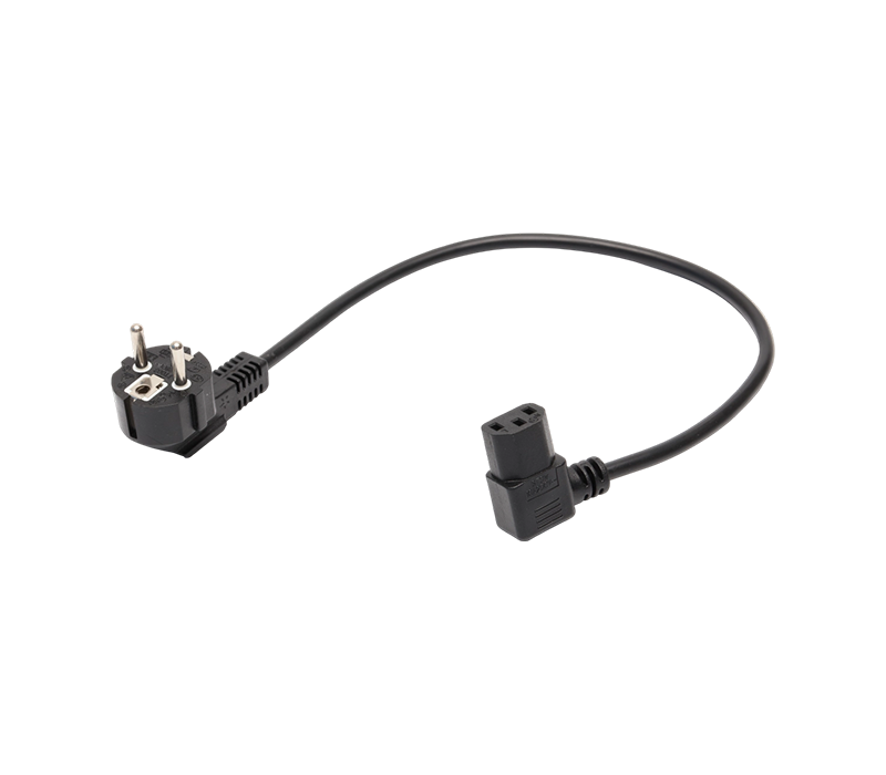 JT008/FY003+ST3W 16A 250V Dreipoliger 90-Grad-Winkelstecker nach europäischem Standard mit 90-Grad-IEC-C13-Stecker