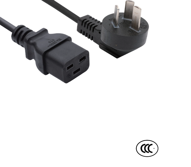 C3-16+ST6 16A 250V China-Standard-Hochstrom-90-Grad-Winkelstecker mit IEC-Stecker C19
