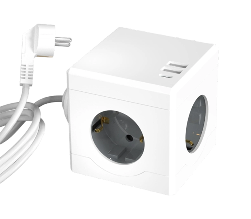 E16-C Wired Cube Steckdosenleiste mit 3 Steckdosen im europäischen Stil, 2 USB-A-Anschlüssen und 1 USB-C-Anschluss